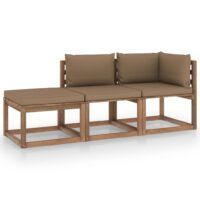 3-cz. zestaw wypoczynkowy z palet, z poduszkami, sosna