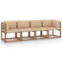 Ogrodowa sofa 4-osobowa z palet, z poduszkami, drewno sosnowe