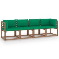 Ogrodowa sofa 4-osobowa z palet, z poduszkami, drewno sosnowe