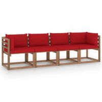 Ogrodowa sofa 4-osobowa z palet, z poduszkami, drewno sosnowe