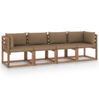 Ogrodowa sofa 4-osobowa z palet, z poduszkami, drewno sosnowe