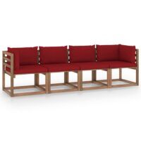 Ogrodowa sofa 4-osobowa z palet, z poduszkami, drewno sosnowe