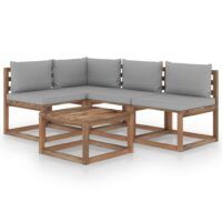 5-cz. zestaw wypoczynkowy do ogrodu, z poduszkami, drewniany