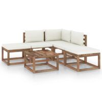 6-cz. zestaw wypoczynkowy do ogrodu z kremowymi poduszkami