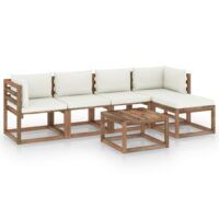 6-cz. zestaw wypoczynkowy do ogrodu, z kremowymi poduszkami