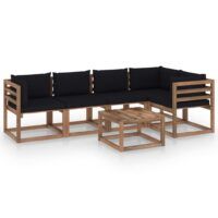 6-cz. zestaw ogrodowy z palet, poduszki, impregnowana sosna