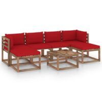 7-cz. zestaw wypoczynkowy z palet, z poduszkami, sosna