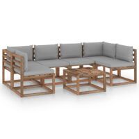 7-cz. zestaw wypoczynkowy z palet, z poduszkami, drewniany