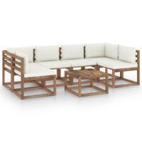 7-cz. zestaw wypoczynkowy z palet, z poduszkami, drewniany