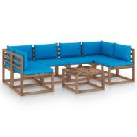 7-cz. zestaw wypoczynkowy z palet, z poduszkami, drewniany