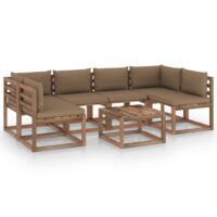 7-cz. zestaw wypoczynkowy z palet, z poduszkami, drewniany