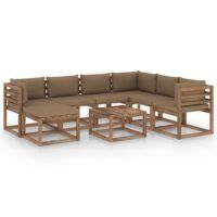 8-cz. zestaw wypoczynkowy do ogrodu, z poduszkami, kolor taupe