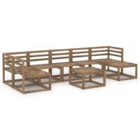 8-cz. zestaw wypoczynkowy do ogrodu, brązowe drewno sosnowe