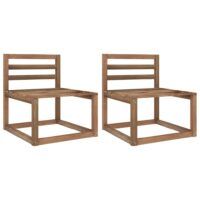 Ogrodowe siedziska środkowe z palet, 2 szt., brąz, sosna