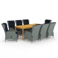 9-częściowy zestaw mebli ogrodowych, jasnoszary