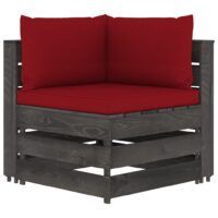 Moduł sofy narożnej z poduszkami, impregnowane drewno