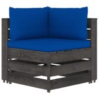 Moduł sofy narożnej z poduszkami, impregnowane drewno