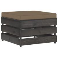 Modułowy stołek z poduszką, impregnowane na szaro drewno