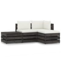 4-cz. zestaw wypoczynkowy do ogrodu, z poduszkami, drewniany