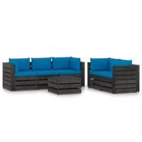 6-cz. zestaw wypoczynkowy do ogrodu, z poduszkami, drewniany