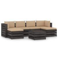 7-cz. zestaw wypoczynkowy do ogrodu, z poduszkami, drewniany