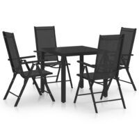5-cz. zestaw mebli jadalnianych do ogrodu, aluminium, czarny