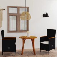 3-częściowy zestaw mebli ogrodowych, czarny