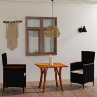 3-częściowy zestaw mebli ogrodowych, czarny