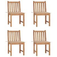 Krzesła ogrodowe, 4 szt., z poduszkami, lite drewno tekowe