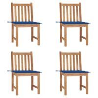 Krzesła ogrodowe, 4 szt., z poduszkami, lite drewno tekowe