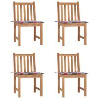 Krzesła ogrodowe, 4 szt., z poduszkami, lite drewno tekowe