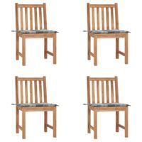 Krzesła ogrodowe, 4 szt., z poduszkami, lite drewno tekowe