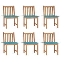 Krzesła ogrodowe z poduszkami, 6 szt., lite drewno tekowe