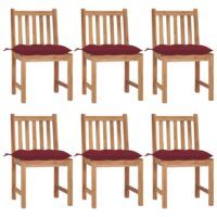 Krzesła ogrodowe z poduszkami, 6 szt., lite drewno tekowe