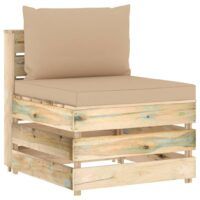 Moduł sofy środkowej z poduszkami, impregnowane drewno