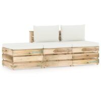 3-cz. zestaw wypoczynkowy do ogrodu, z poduszkami, drewniany