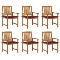 Krzesła ogrodowe z poduszkami, 6 szt., lite drewno akacjowe