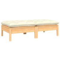 2-osobowa sofa ogrodowa z kremowymi poduszkami, drewno sosnowe