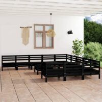 12-cz. zestaw wypoczynkowy do ogrodu, czarny, drewno sosnowe