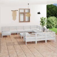 13-cz. zestaw wypoczynkowy do ogrodu, biały, drewno sosnowe