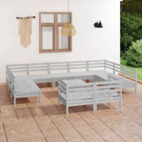 12-cz. zestaw wypoczynkowy do ogrodu, biały, drewno sosnowe