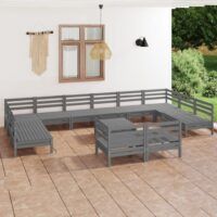 13-cz. zestaw wypoczynkowy do ogrodu, szary, drewno sosnowe