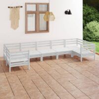 7-cz. zestaw wypoczynkowy do ogrodu, biały, drewno sosnowe