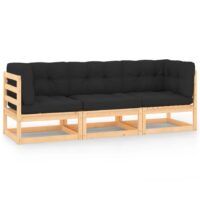 3-cz. zestaw wypoczynkowy do ogrodu, z poduszkami, lita sosna