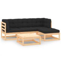 5-cz. zestaw wypoczynkowy do ogrodu, z poduszkami, lita sosna