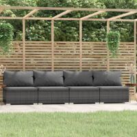 4-osobowa sofa z poduszkami, szara, polirattan