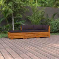 3-cz. zestaw wypoczynkowy do ogrodu, z poduszkami, lita akacja