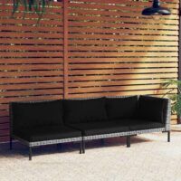 3-cz. ogrodowy zestaw wypoczynkowy, ciemnoszary rattan PE