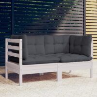 2-osobowa sofa ogrodowa z antracytowymi poduszkami, sosnowa