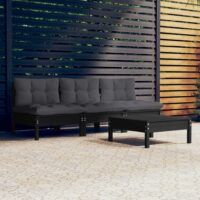 4-cz. ogrodowy zestaw wypoczynkowy, antracytowe poduszki, sosna